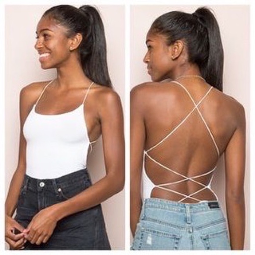 Brandy Melville cross cross body suit (in black)